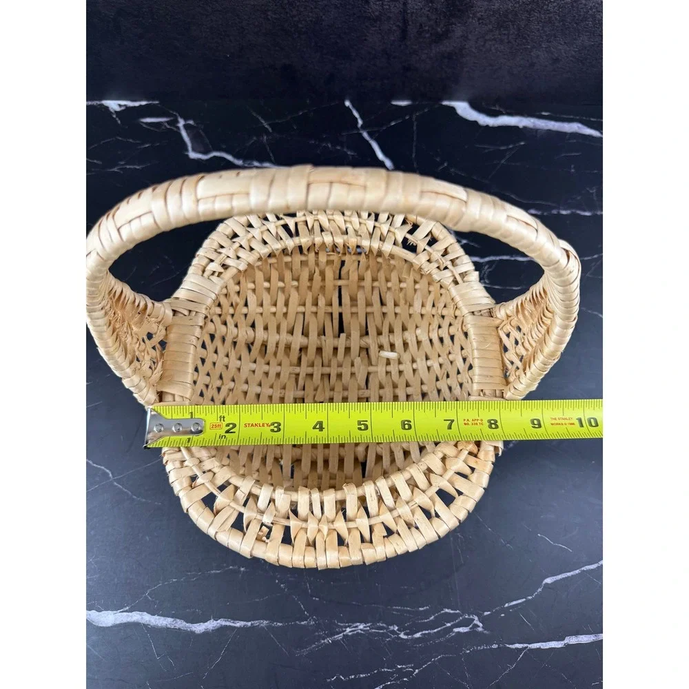 VTG Hand Woven Splint Gathering Basket with Handle 9.5